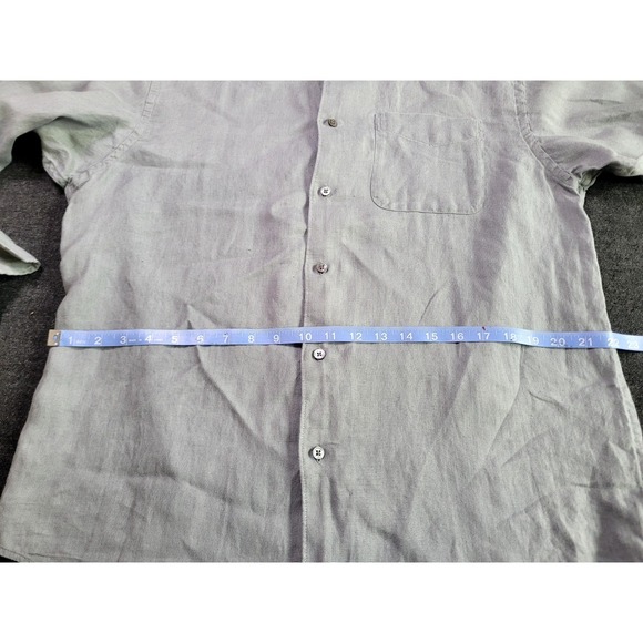 Vintage Men's Banana Republic Irish Linen Button Up Long Sleeve Grey M Casual - Picture 10 of 13